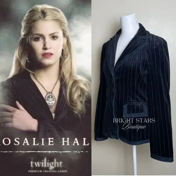 Extremely Rare Velvet Blazer ASO Rosalie Hale Twilight Promotional Images Blue - Picture 4 of 12